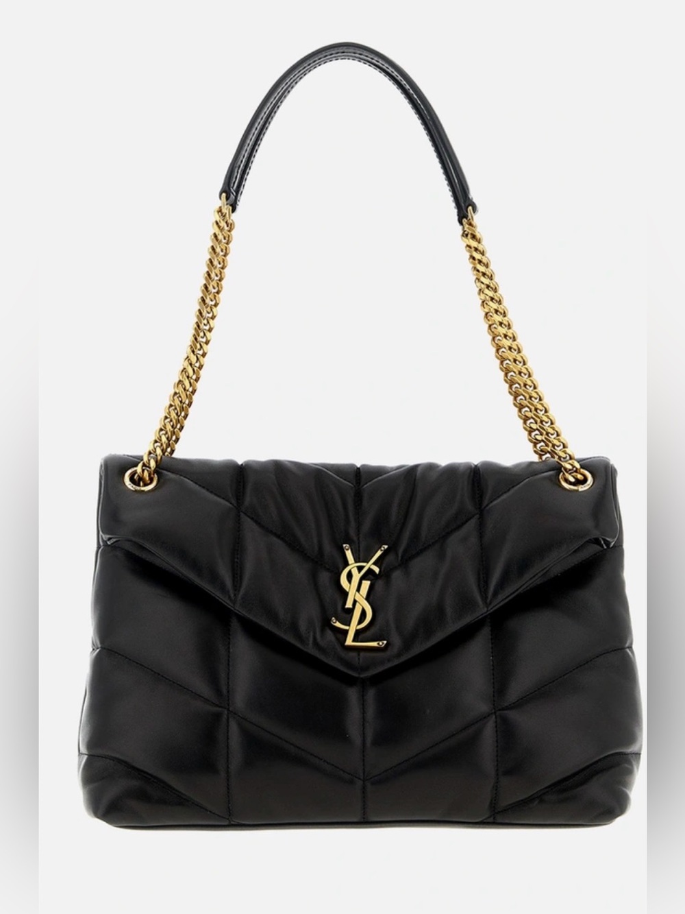 Black Chevron Gold Accents Large Double Strap Shoulder Bag Satchel Brand New